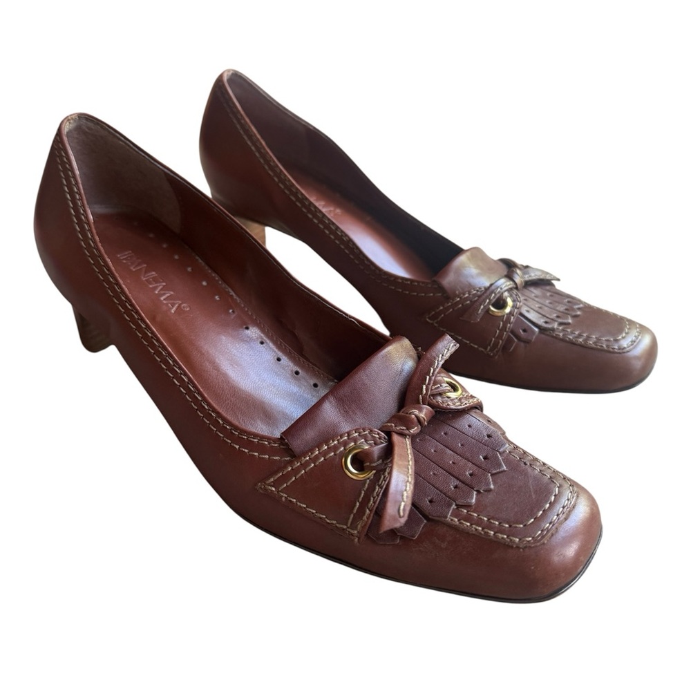 Ipanema Y2K Women's Kitten Heels Pointed Toe Brown Bow Shoe Size 7.5